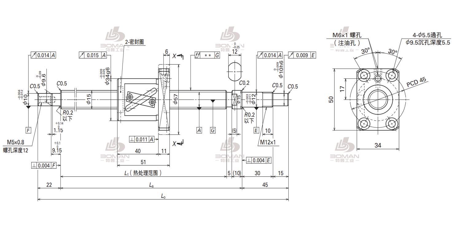 W1503FA-4-C5T10-SA标准滚珠丝杠