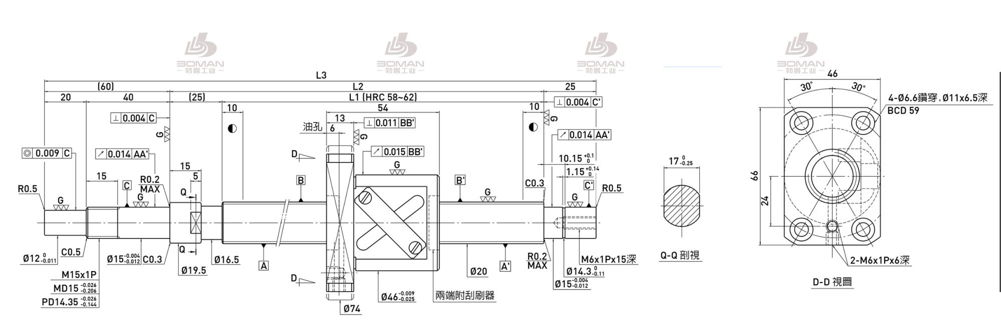 HIWIN上银 R20-10B1-FSW-589-699-0.018 上银导轨丝杠三维图下载